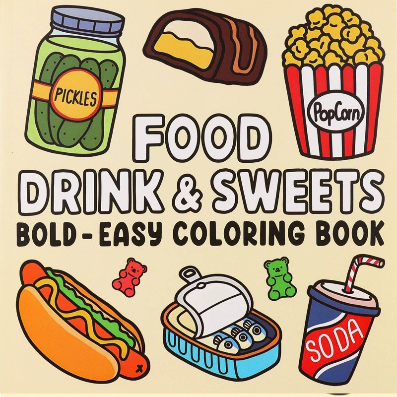 Food And Snacks Coloring Book - Libro para colorear de alimentos, bebidas