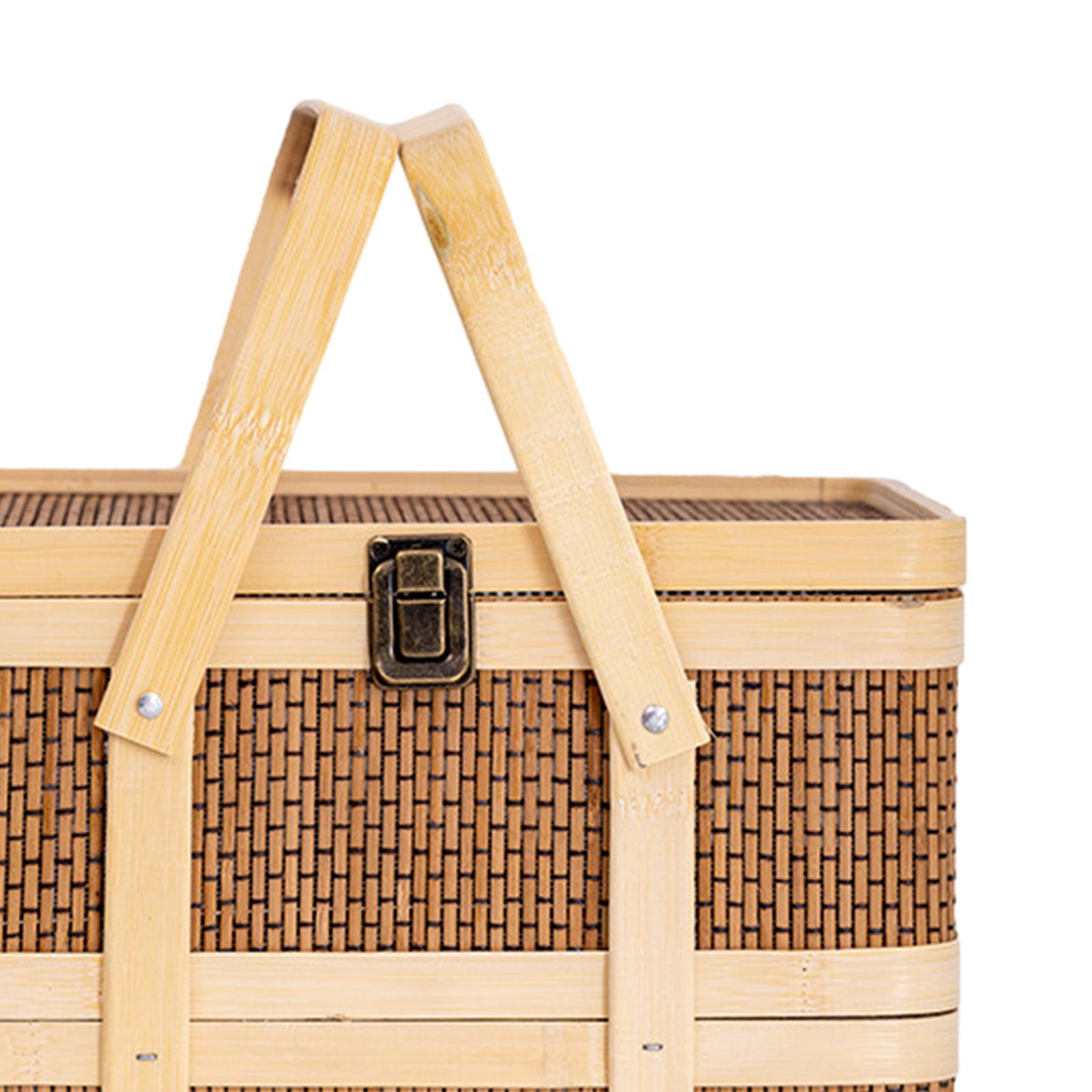 Cesta de Picnic Tejida, Cesta  - Snacks Food Hamper Basket reseña y precio